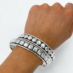 Sterling Silver Southwestern Studded Bangle Bracelet: Squares or Circles Pattern
