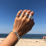 Sterling Silver Multi Band Ring: Chunky Hammered Design