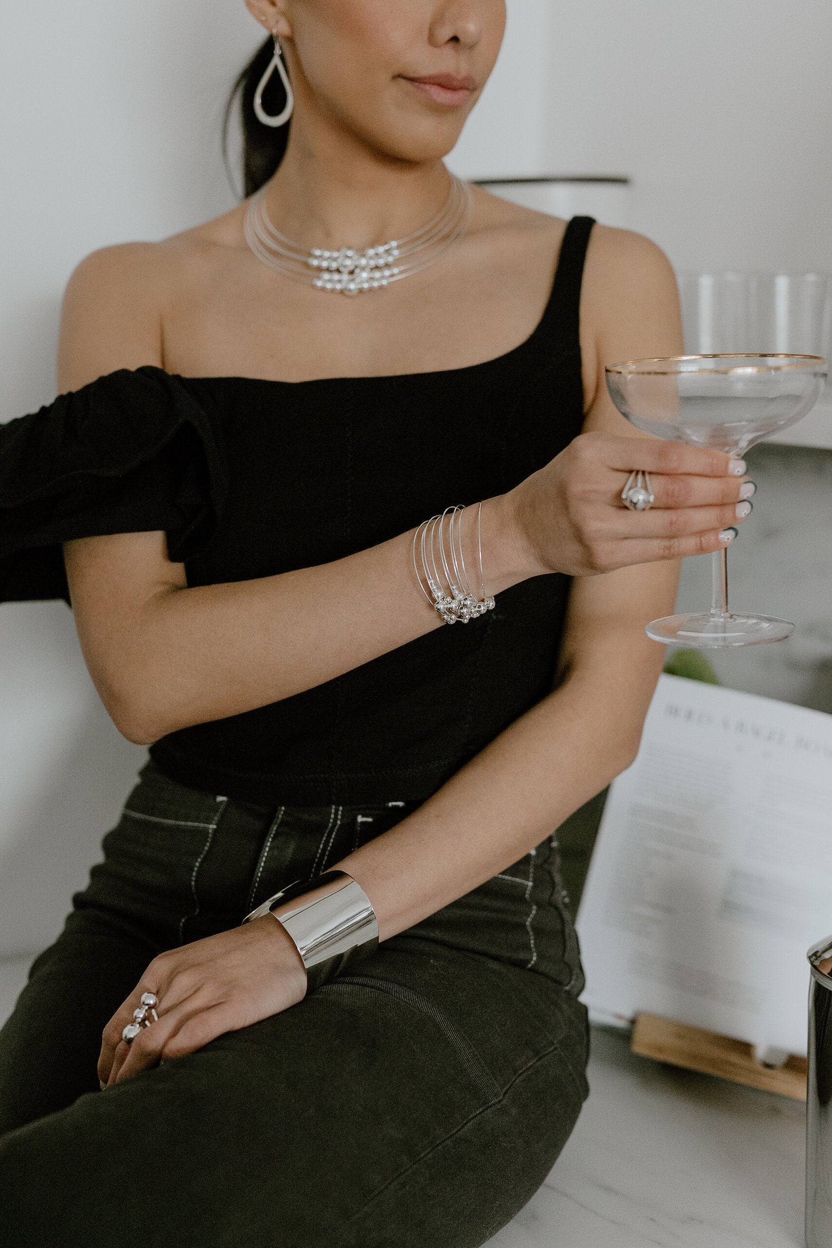 Sterling Silver Spheres Ring: Modern Geometric 925 Silver Balls