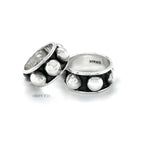 Oxidized Sterling Silver Dome Ring: Chunky Beaded Statement Band, Studded Jewelry