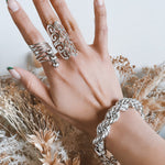 Sterling Silver Curly Wrap Ring: Comfortable Long Boho Design