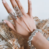 Sterling Silver Curly Wrap Ring: Comfortable Long Boho Design
