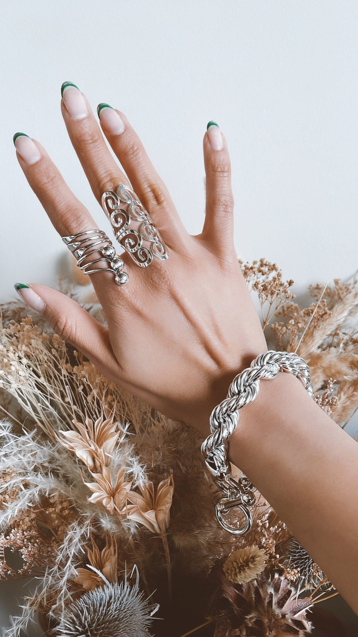 Sterling Silver Curly Wrap Ring: Comfortable Long Boho Design