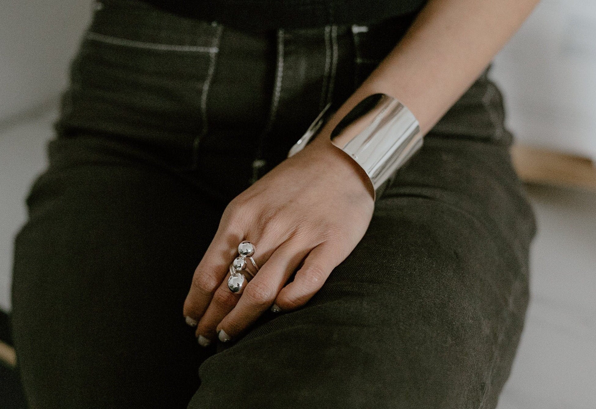 Sterling Silver Spheres Ring: Modern Geometric 925 Silver Balls