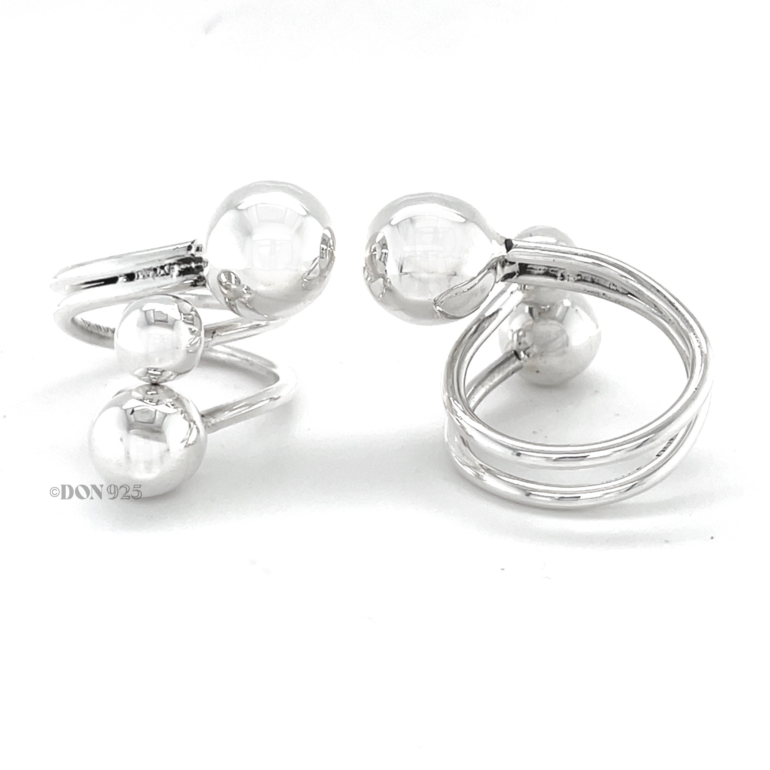 Sterling Silver Spheres Ring: Modern Geometric 925 Silver Balls