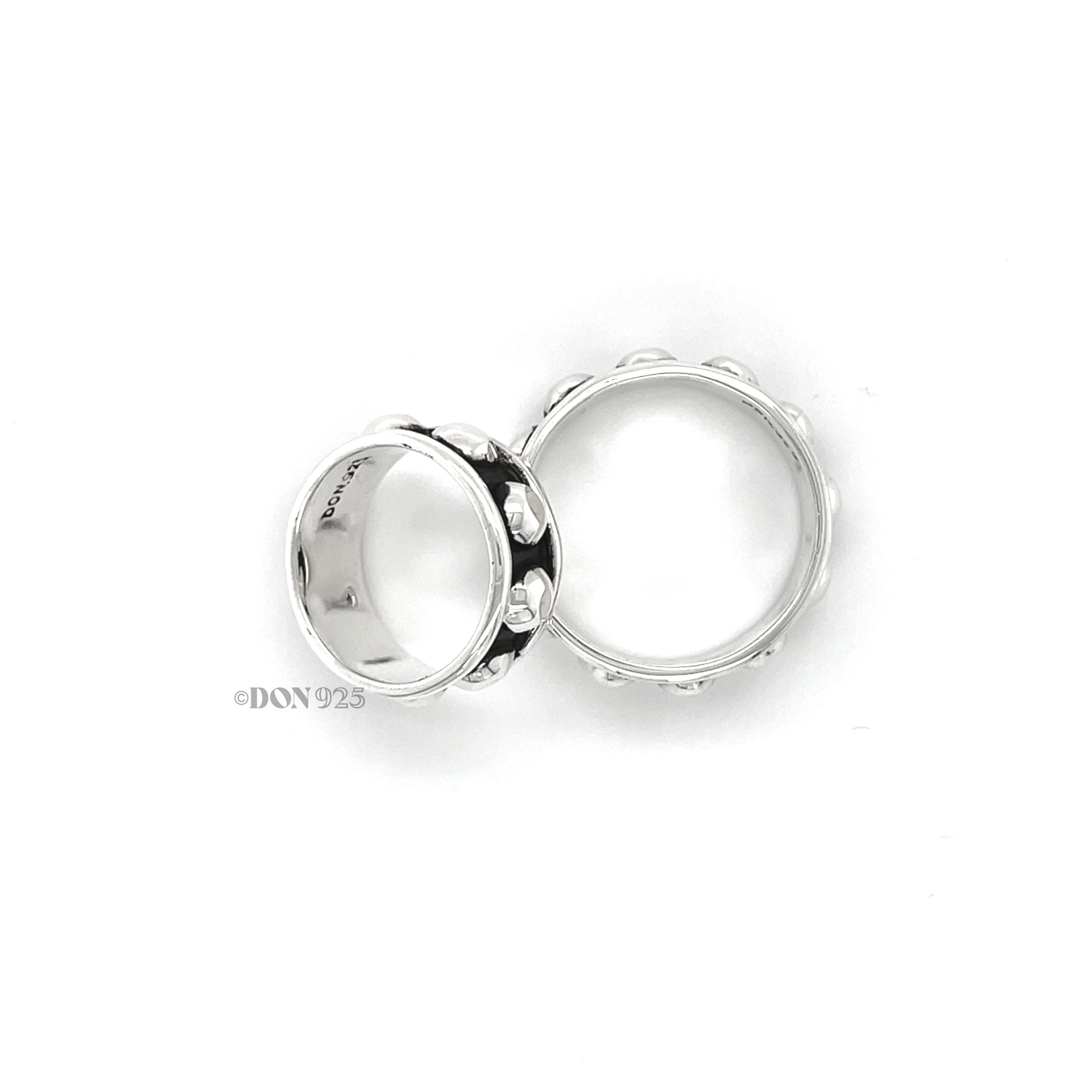 Sterling Silver Studded Ring: Beaded Western Rustic Band
