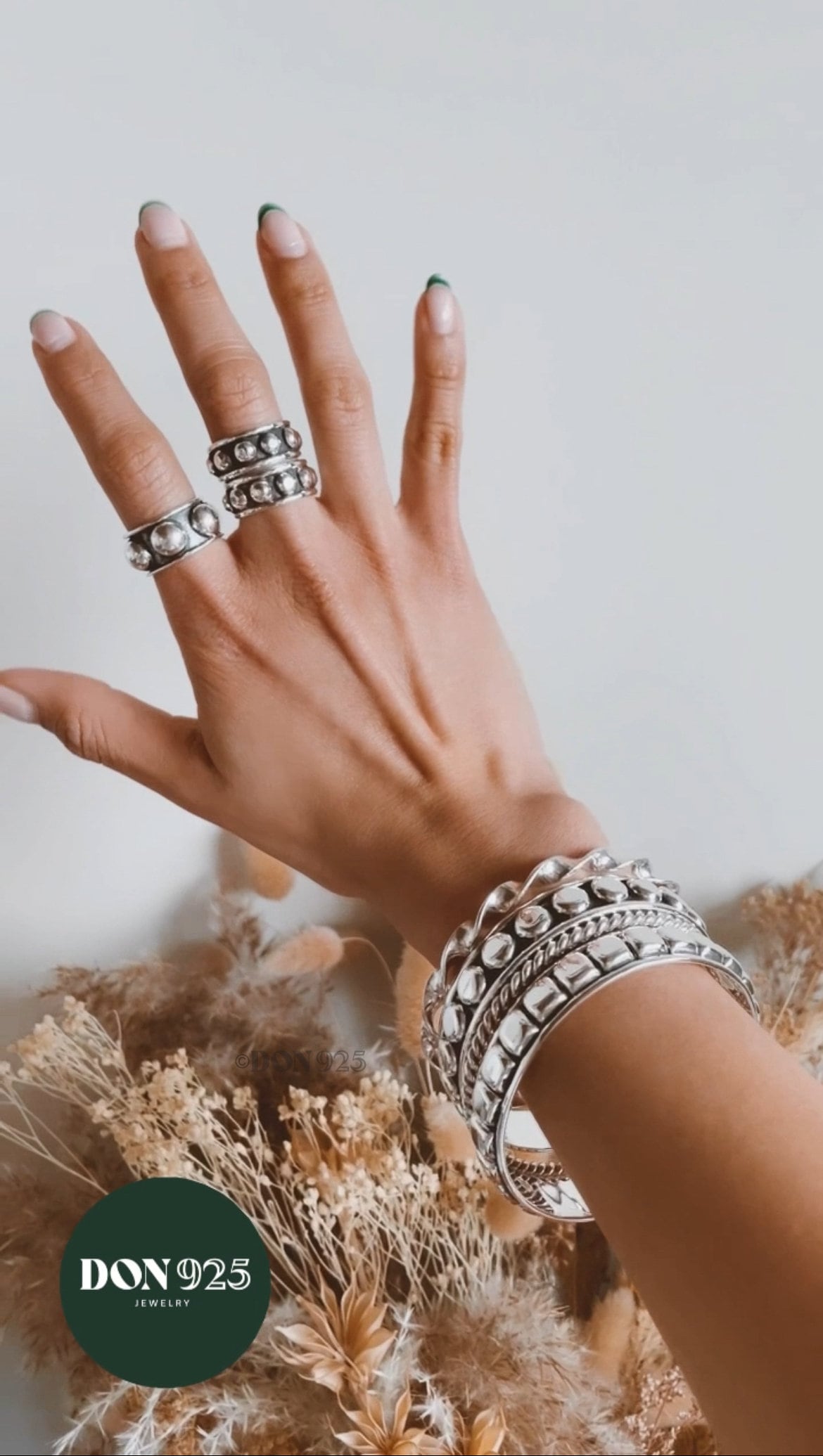Sterling Silver Studded Ring: Beaded Western Rustic Band