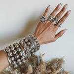 Sterling Silver Studded Cuff Bracelet: Chunky Western Stacking Design