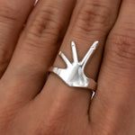 Sterling Silver Hug Ring: Hand-Shaped Statement Ring