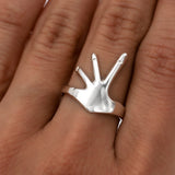 Sterling Silver Hug Ring: Hand-Shaped Statement Ring