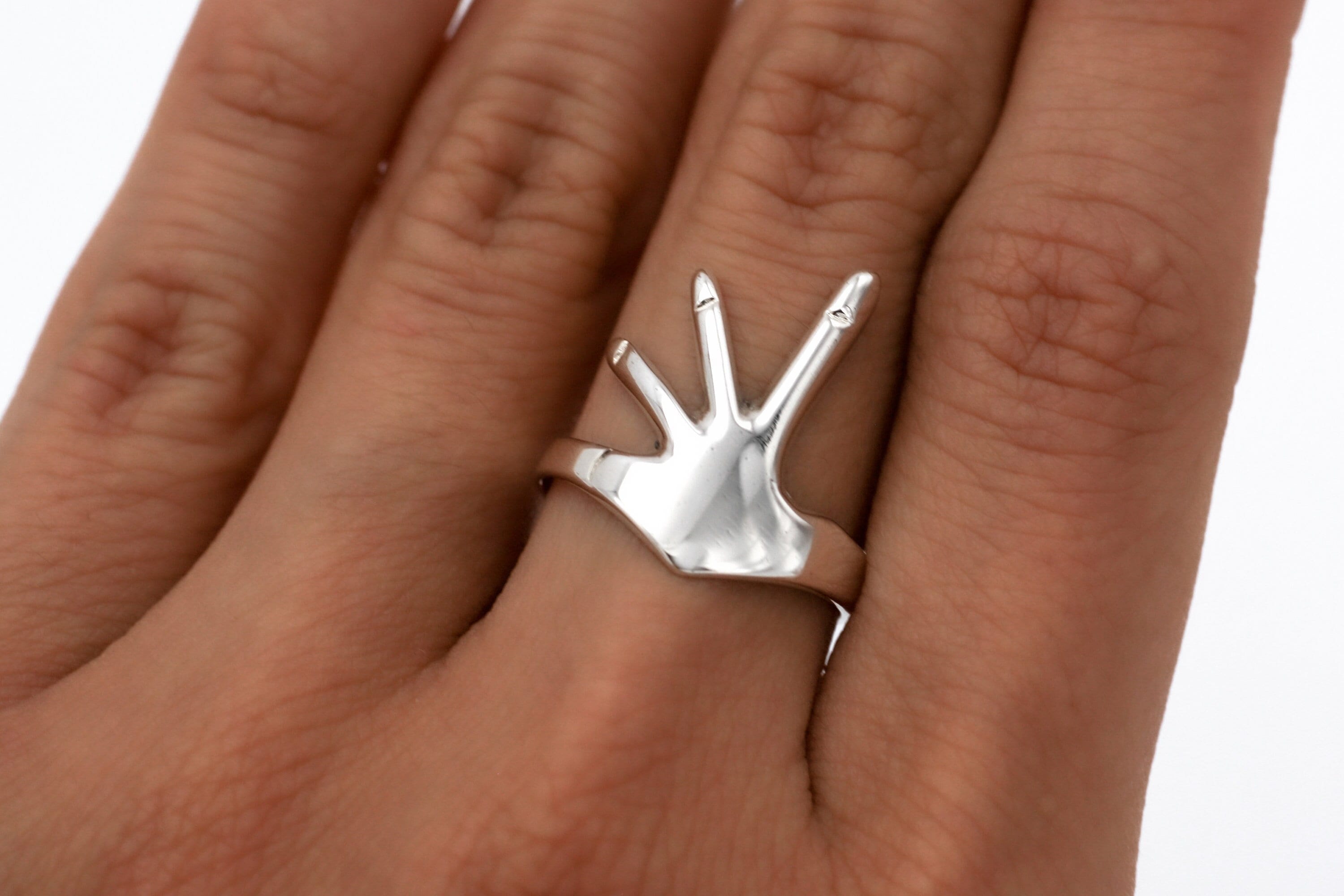 Sterling Silver Hug Ring: Hand-Shaped Statement Ring