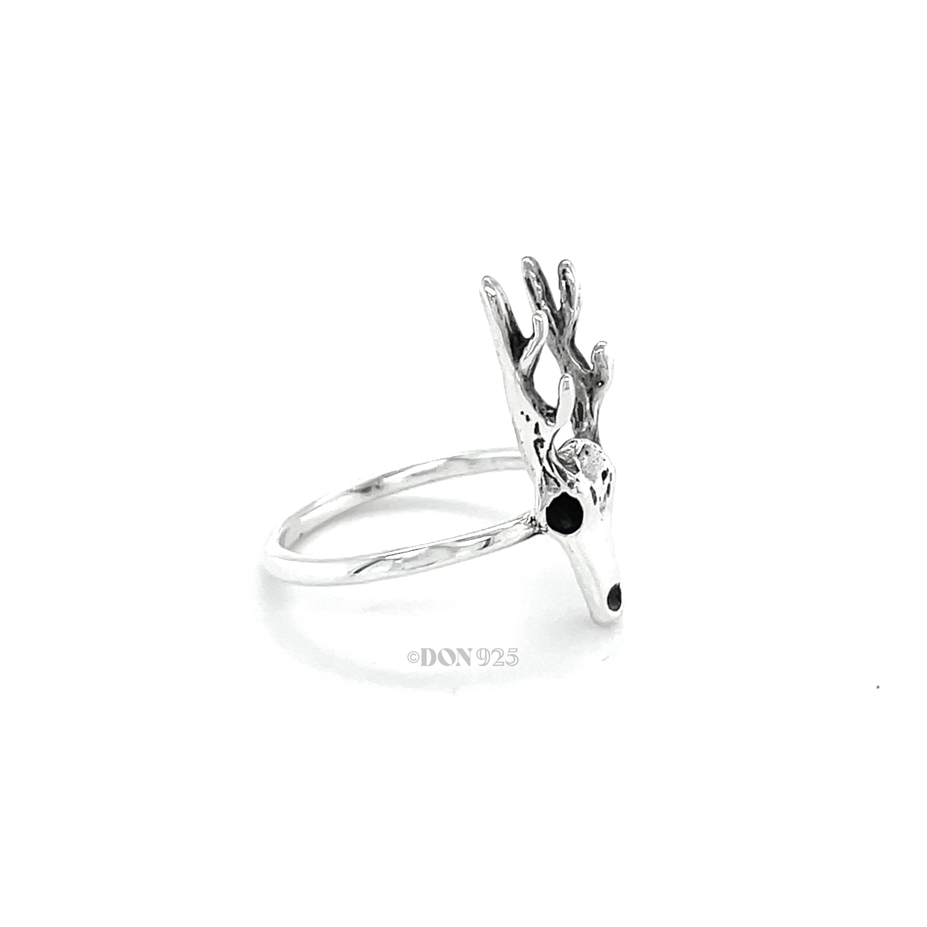 Sterling Silver Deer Skull Ring: Western Rustic Jewelry
