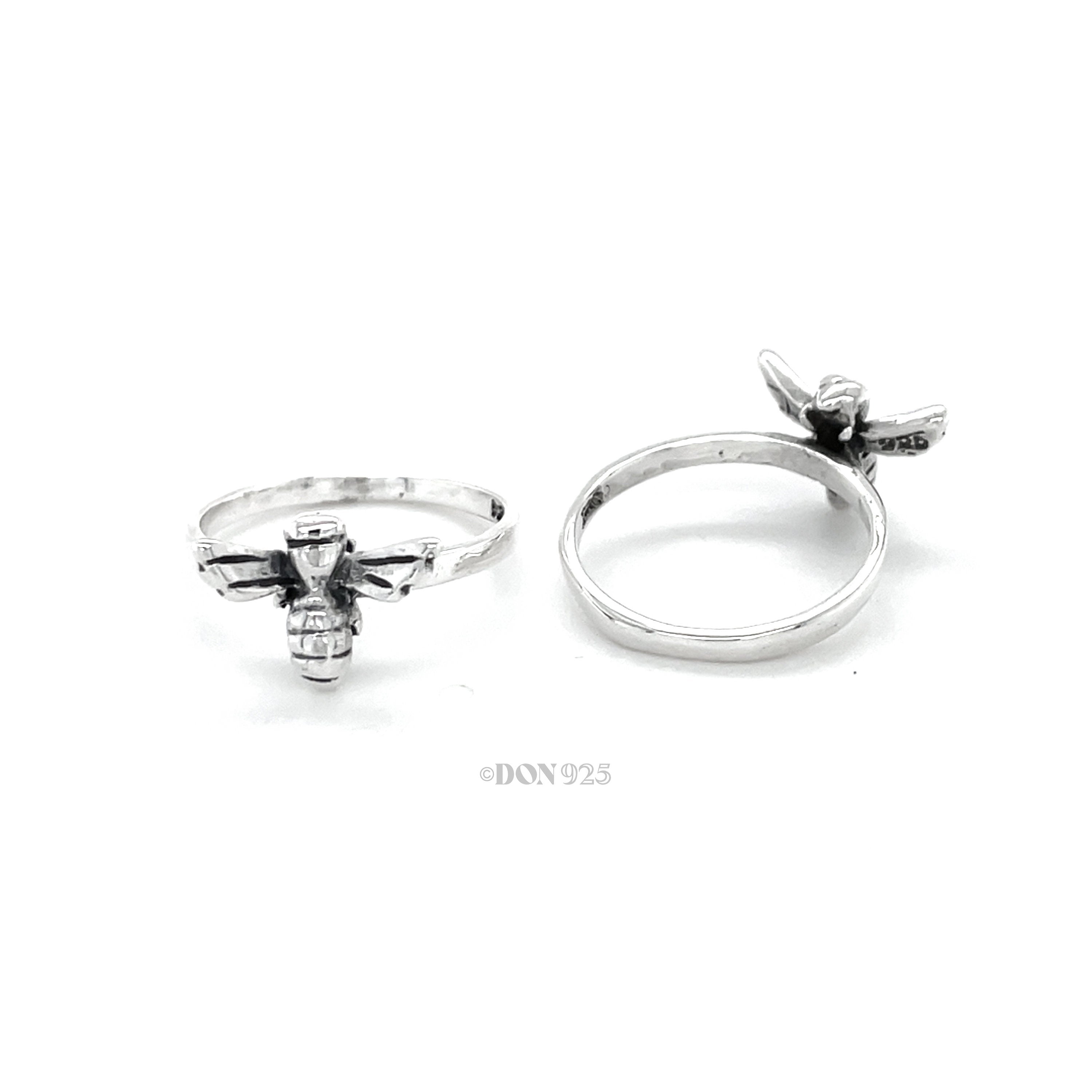 Sterling Silver Honey Bee Ring: Dainty Insect Jewelry