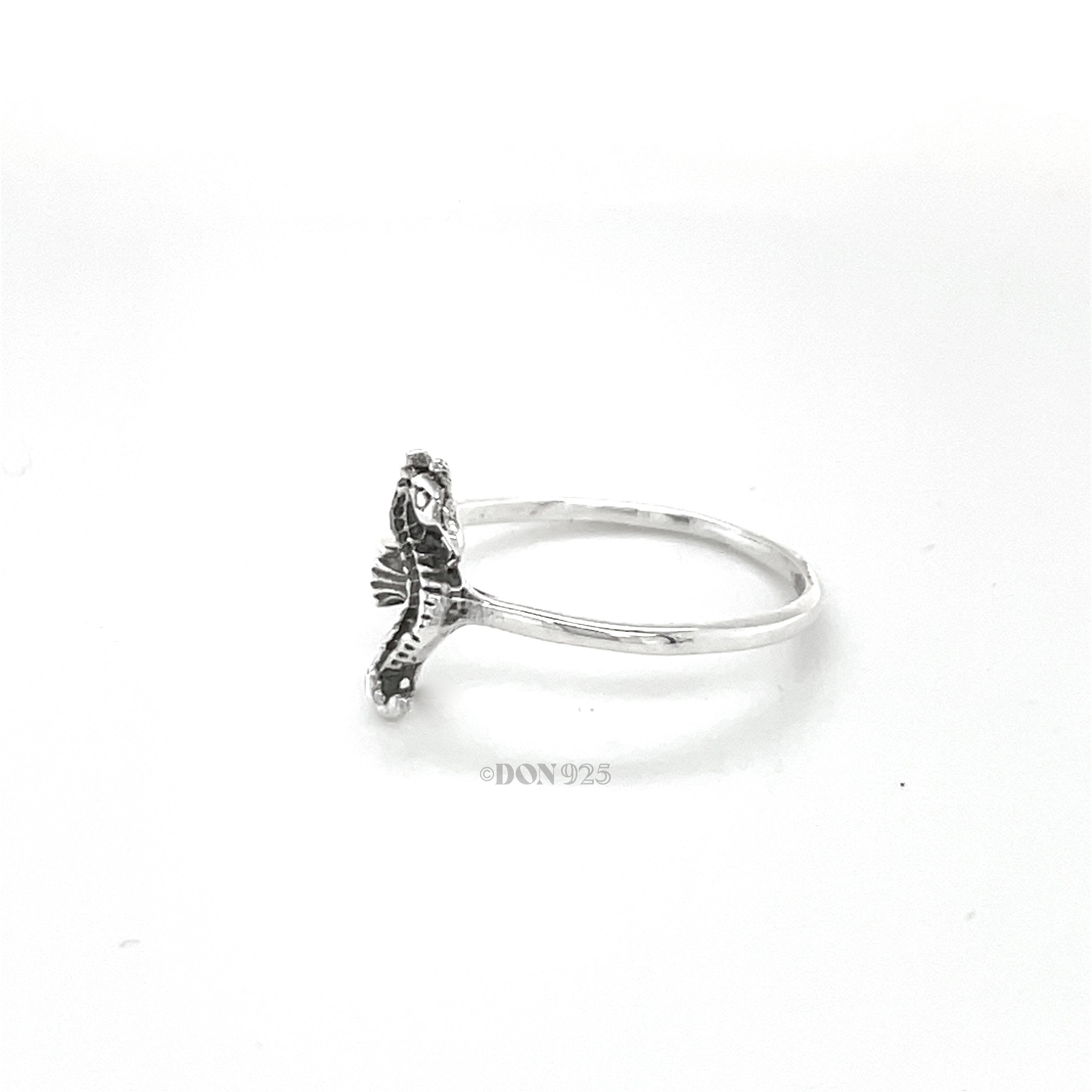 Sterling Silver Seahorse Ring: Dainty Ocean Jewelry