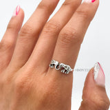 Sterling Silver Kissing Elephants Ring: Lucky Animal Jewelry