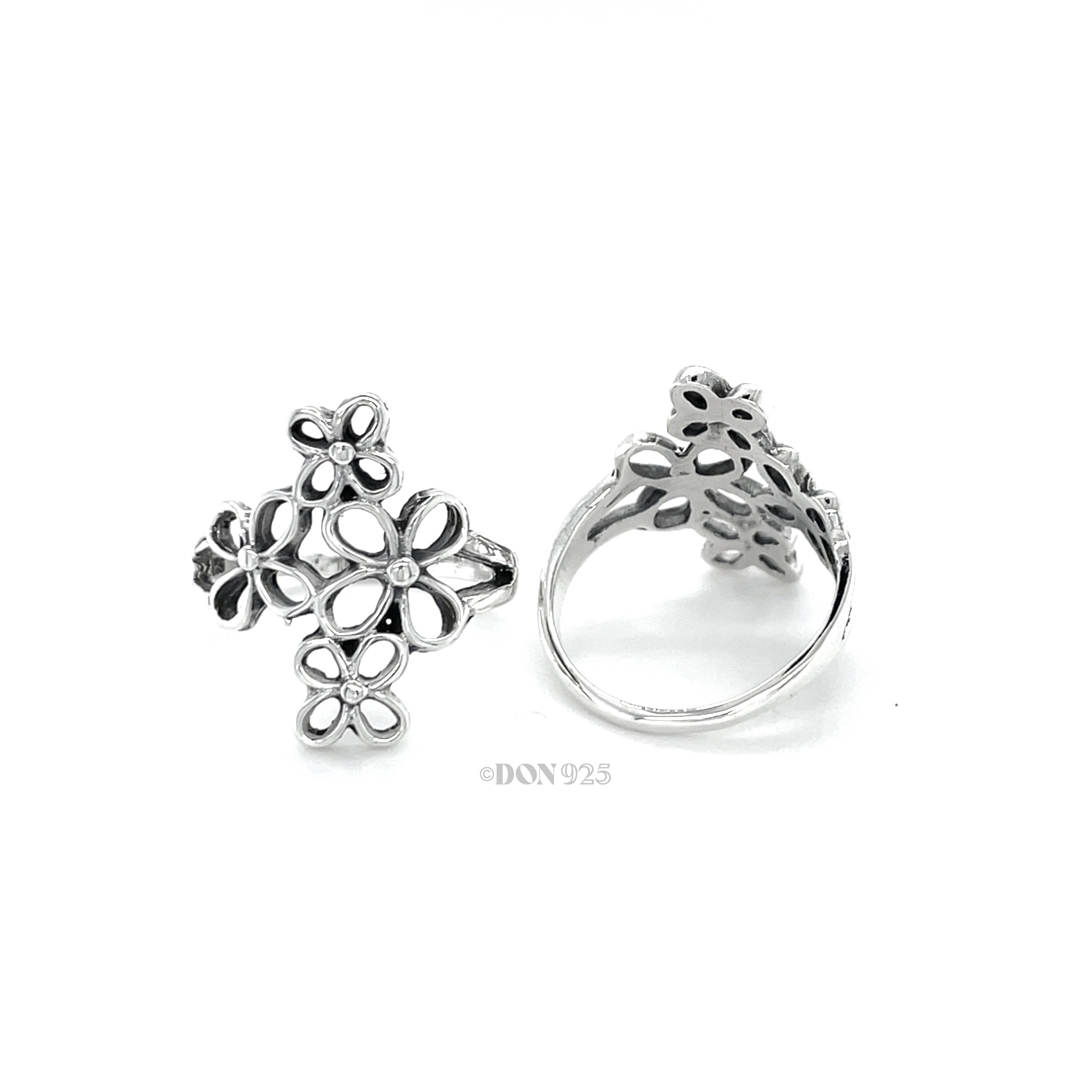 Sterling Silver Floral Ring: Lightweight Flower Jewelry