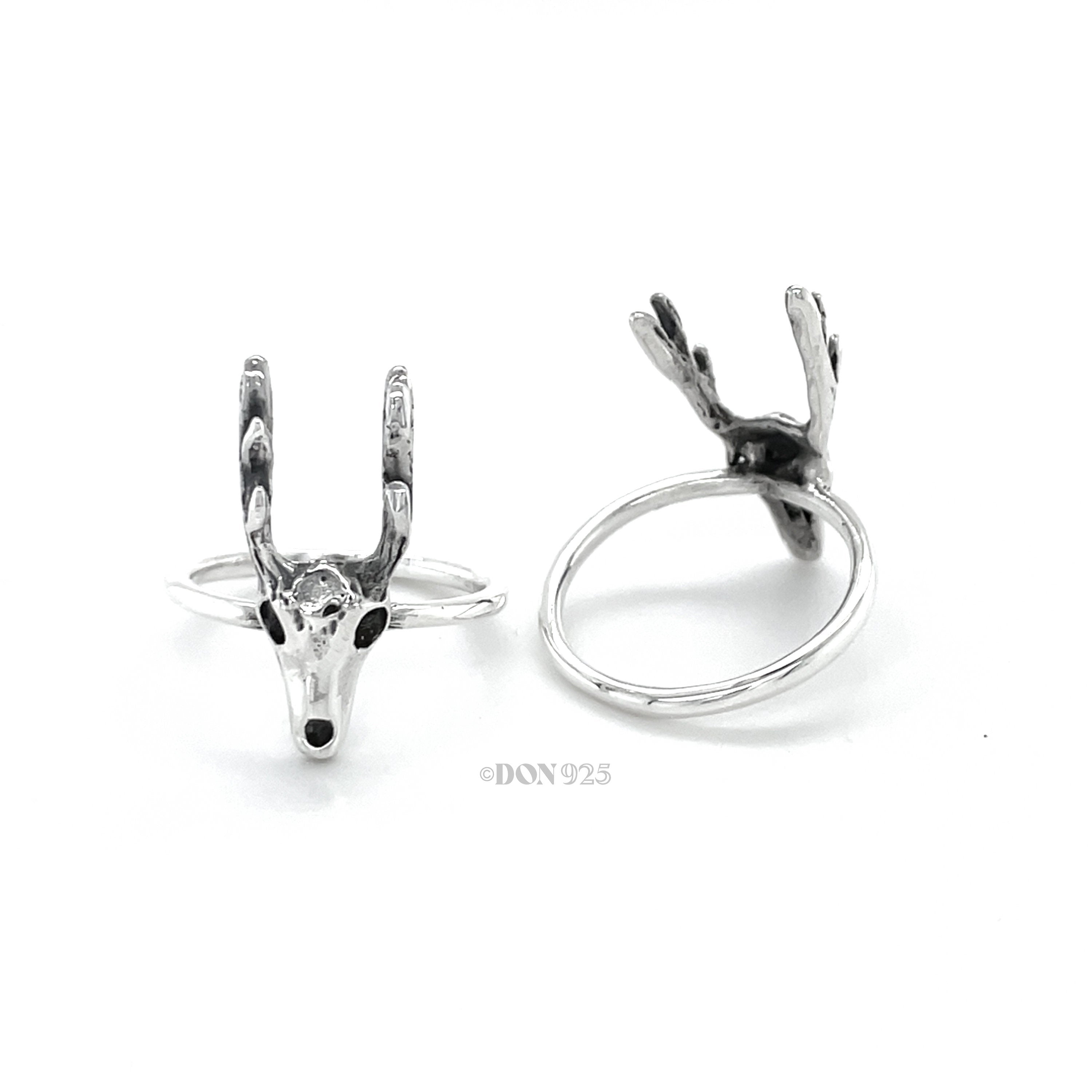 Sterling Silver Deer Skull Ring: Western Rustic Jewelry