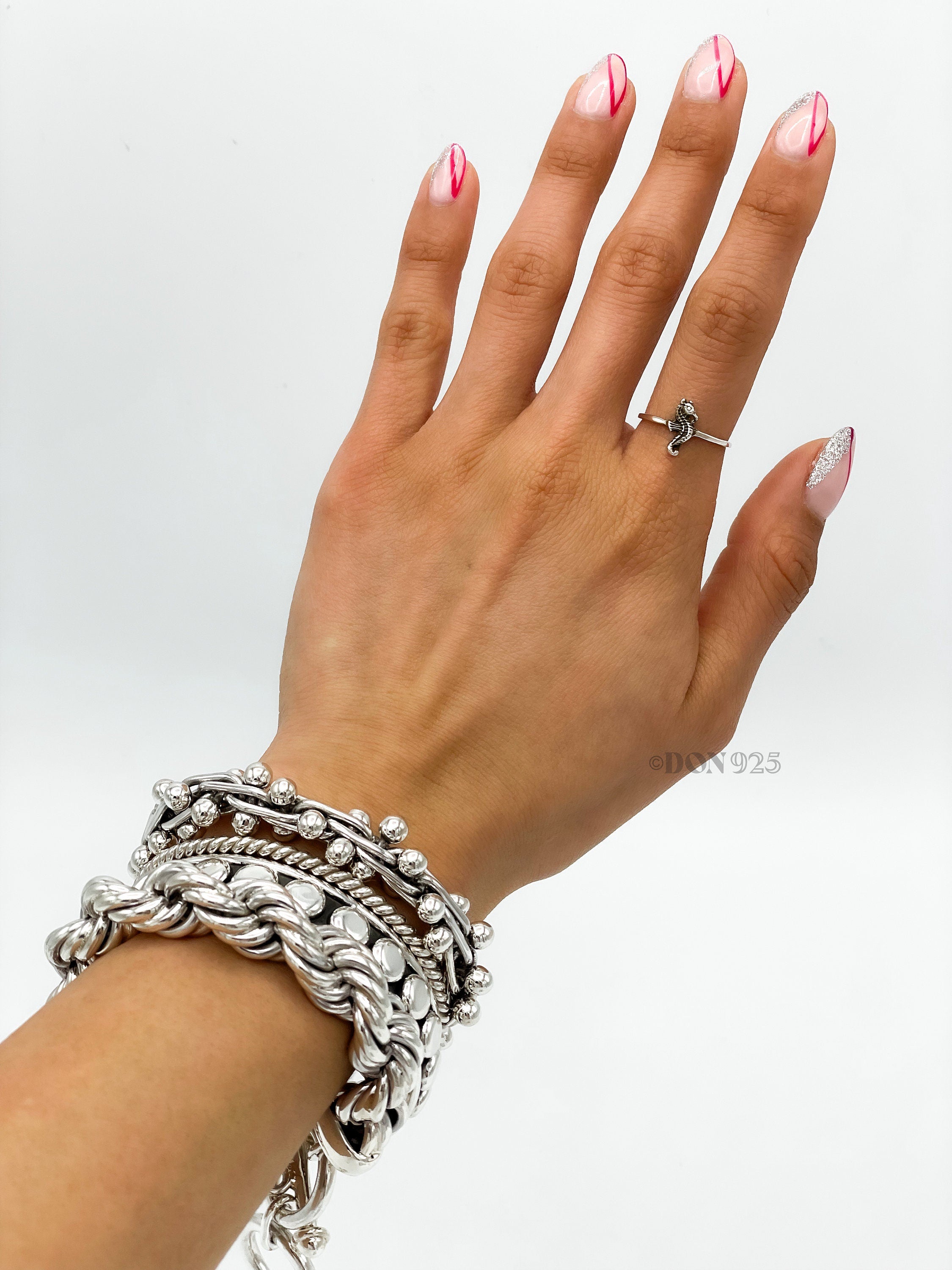 Sterling Silver Seahorse Ring: Dainty Ocean Jewelry