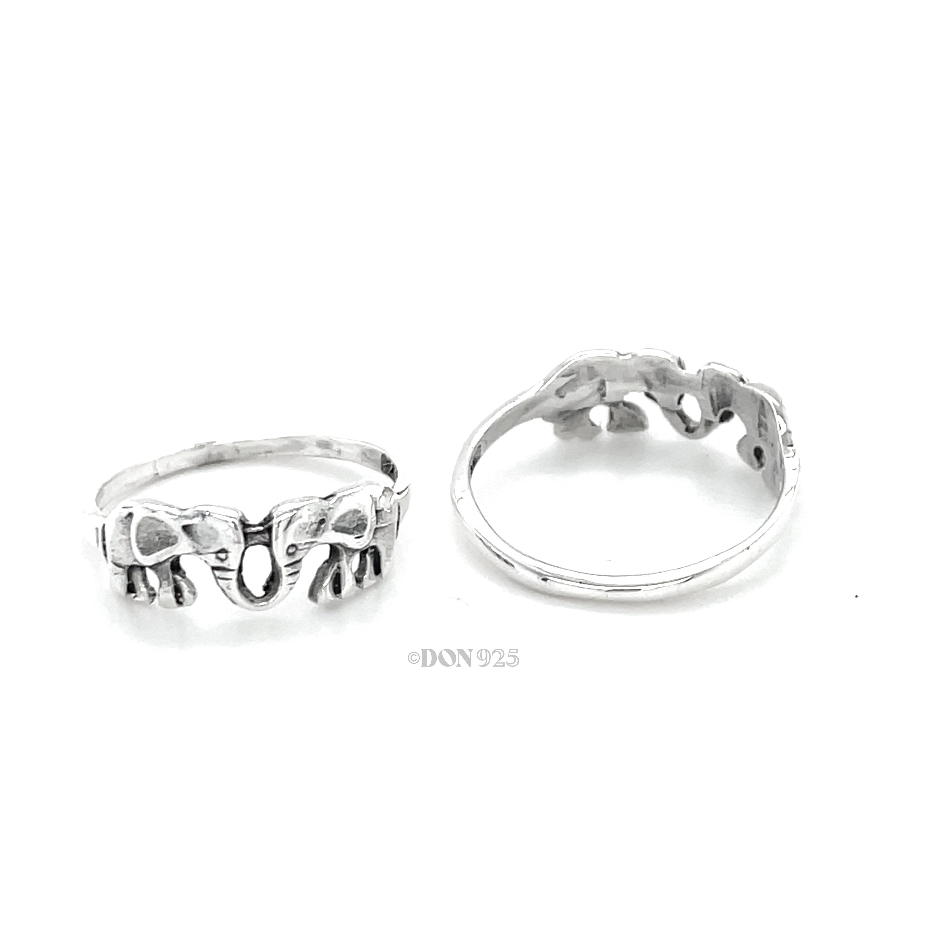 Sterling Silver Kissing Elephants Ring: Lucky Animal Jewelry