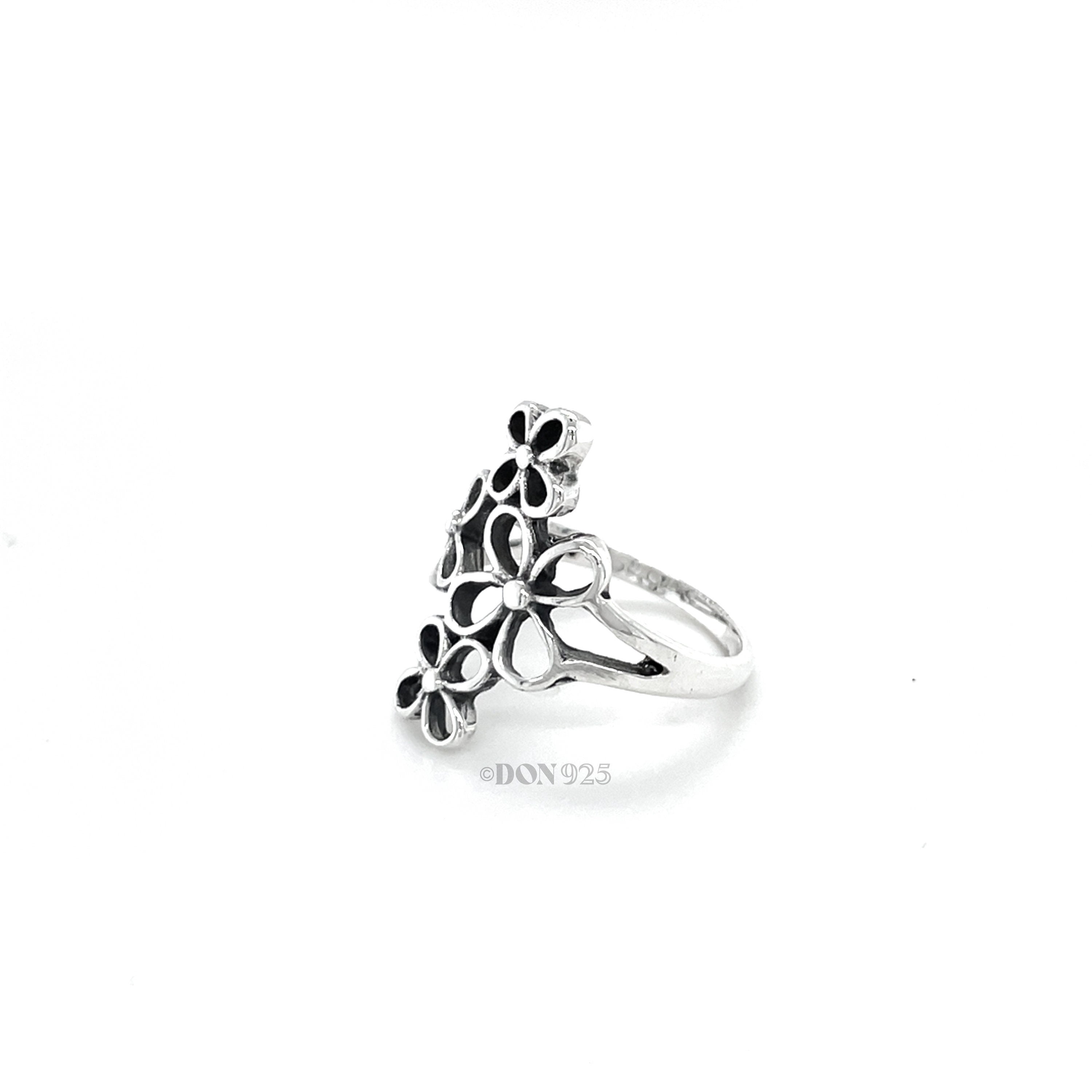 Sterling Silver Floral Ring: Lightweight Flower Jewelry