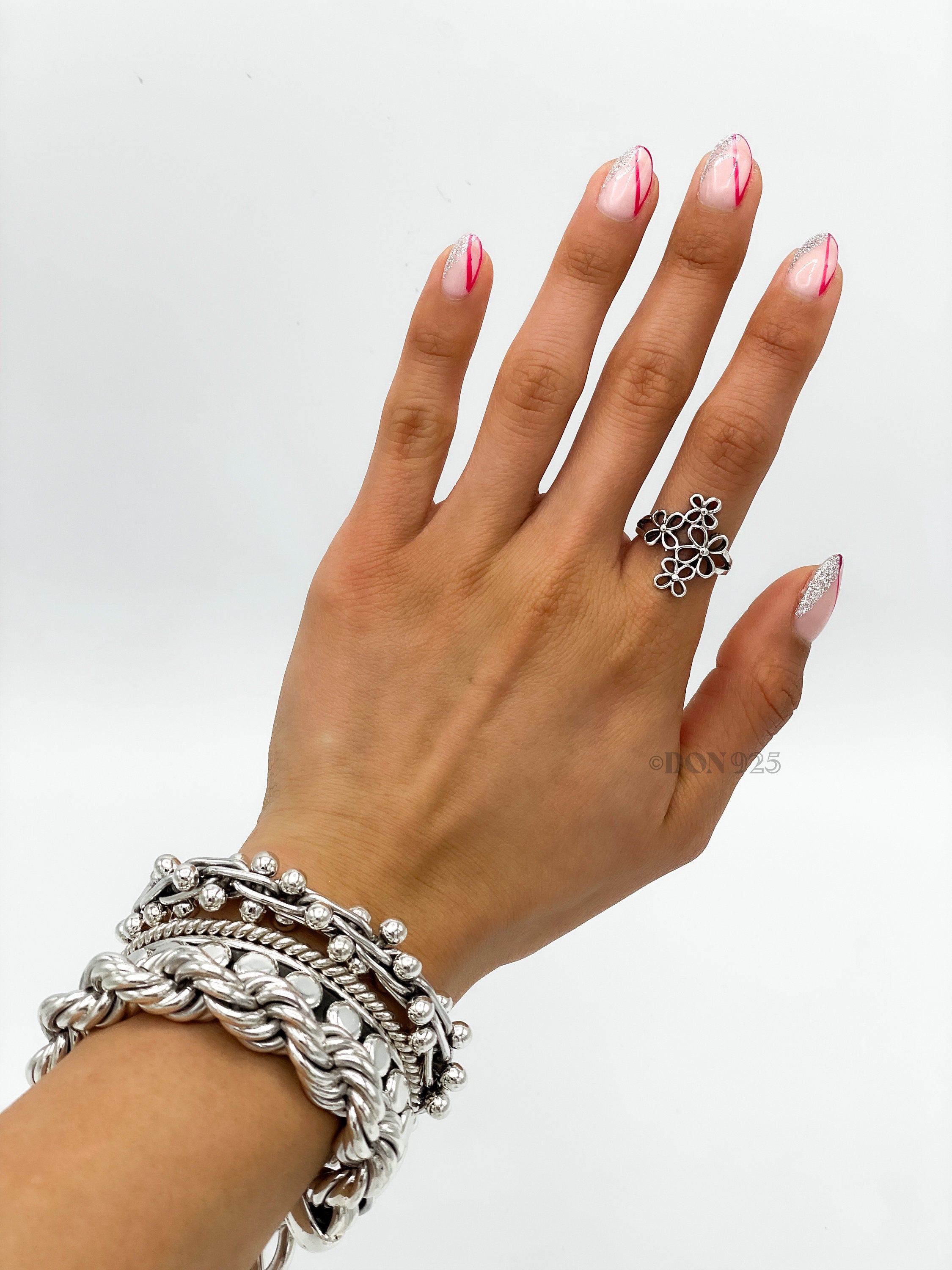 Sterling Silver Floral Ring: Lightweight Flower Jewelry