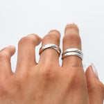 Sterling Silver Crossover Ring: Modern Interlocking Band