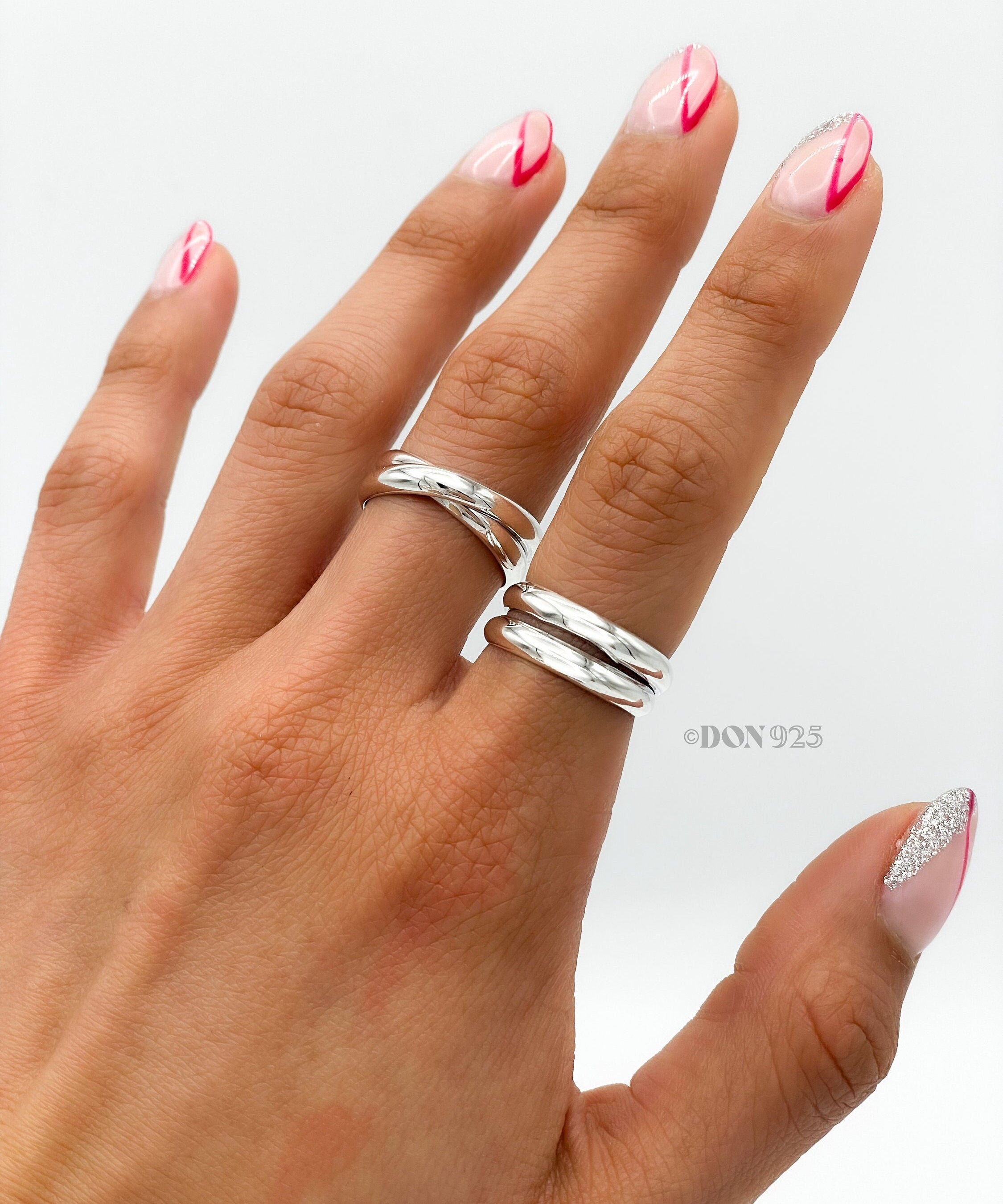 Sterling Silver Crossover Ring: Modern Interlocking Band