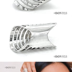 Sterling Silver Cutout Lines Long Shield Ring