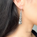 Sterling Silver Studded Dangle Earrings: Western Geometric Dome Bubble Design