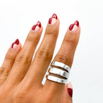 Sterling Silver Three Lines Ring: Heavy Statement Jewelry