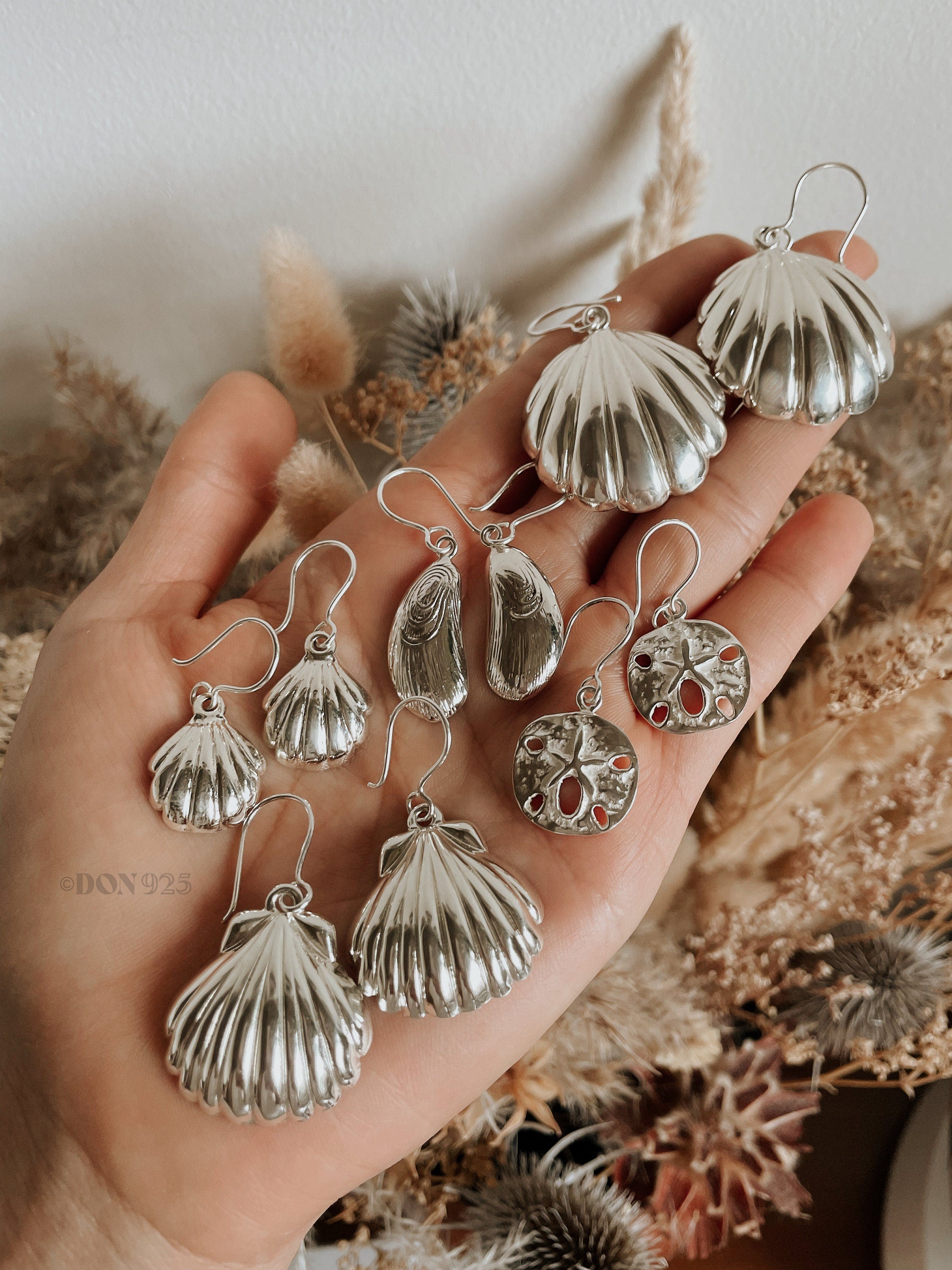 Sterling Silver Sand Drop Dollar Earrings: Shell Beach Jewelry