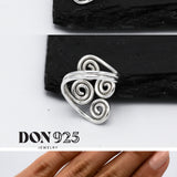 Sterling Silver Spiral Ring: Abstract Swirl Wire Wrapped Ring