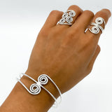 Sterling Silver Spiral Ring: Abstract Swirl Wire Wrapped Ring