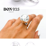 Sterling Silver Big Ball Adjustable Ring