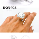 Sterling Silver Big Ball Adjustable Ring