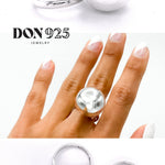 Sterling Silver Big Ball Adjustable Ring