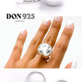 Sterling Silver Big Ball Adjustable Ring