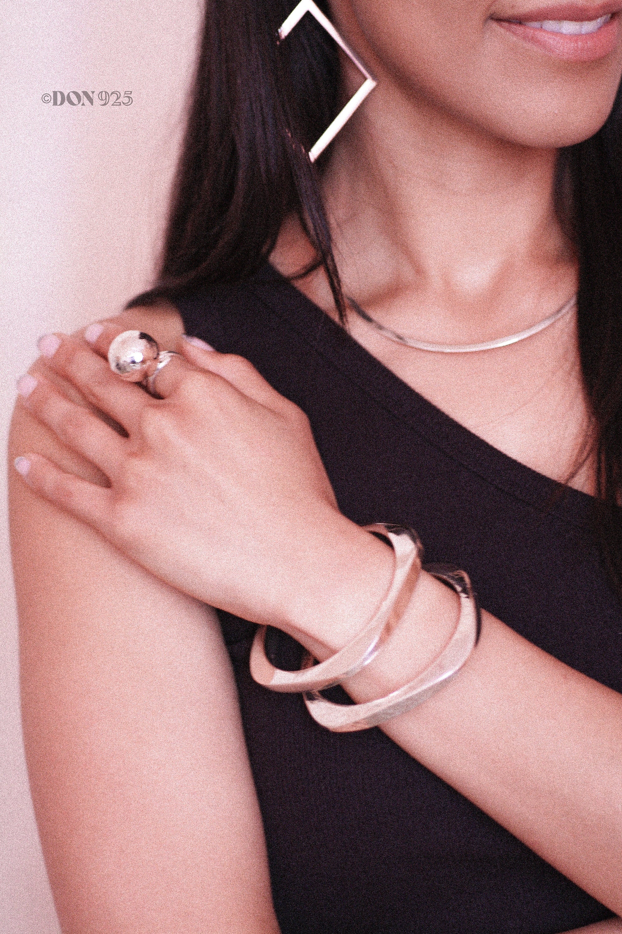 Sterling Silver Big Ball Adjustable Ring