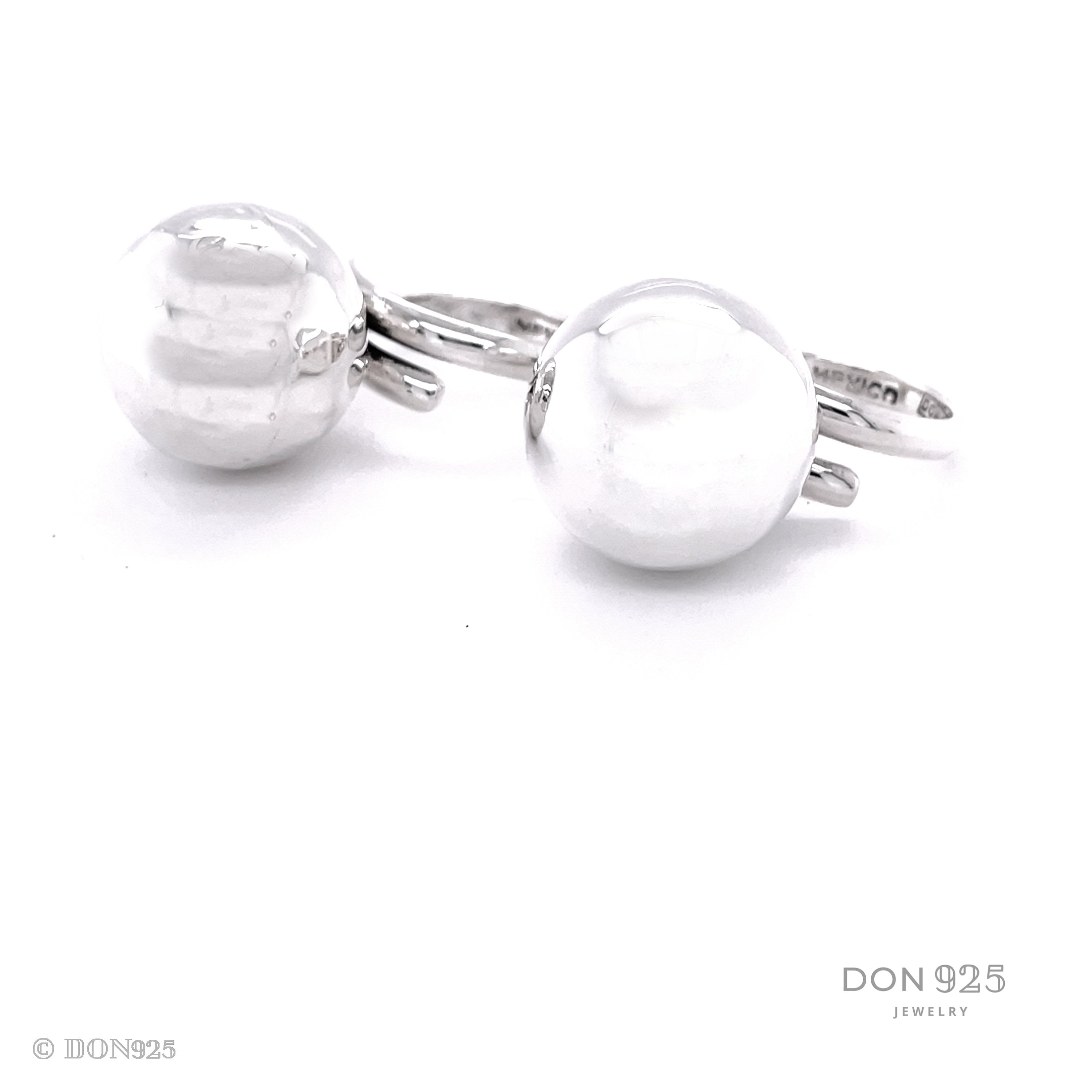 Sterling Silver Big Ball Adjustable Ring