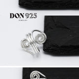 Sterling Silver Spiral Ring: Abstract Swirl Wire Wrapped Ring