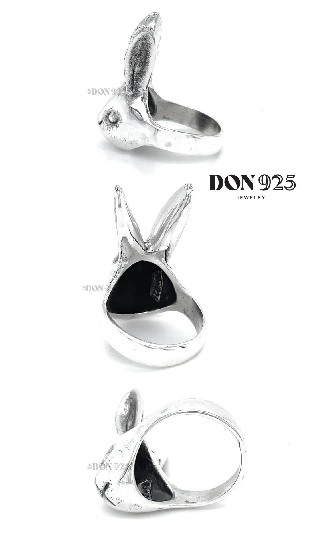 Sterling Silver Rabbit Ring: Heavy Solid Bunny Statement Jewelry