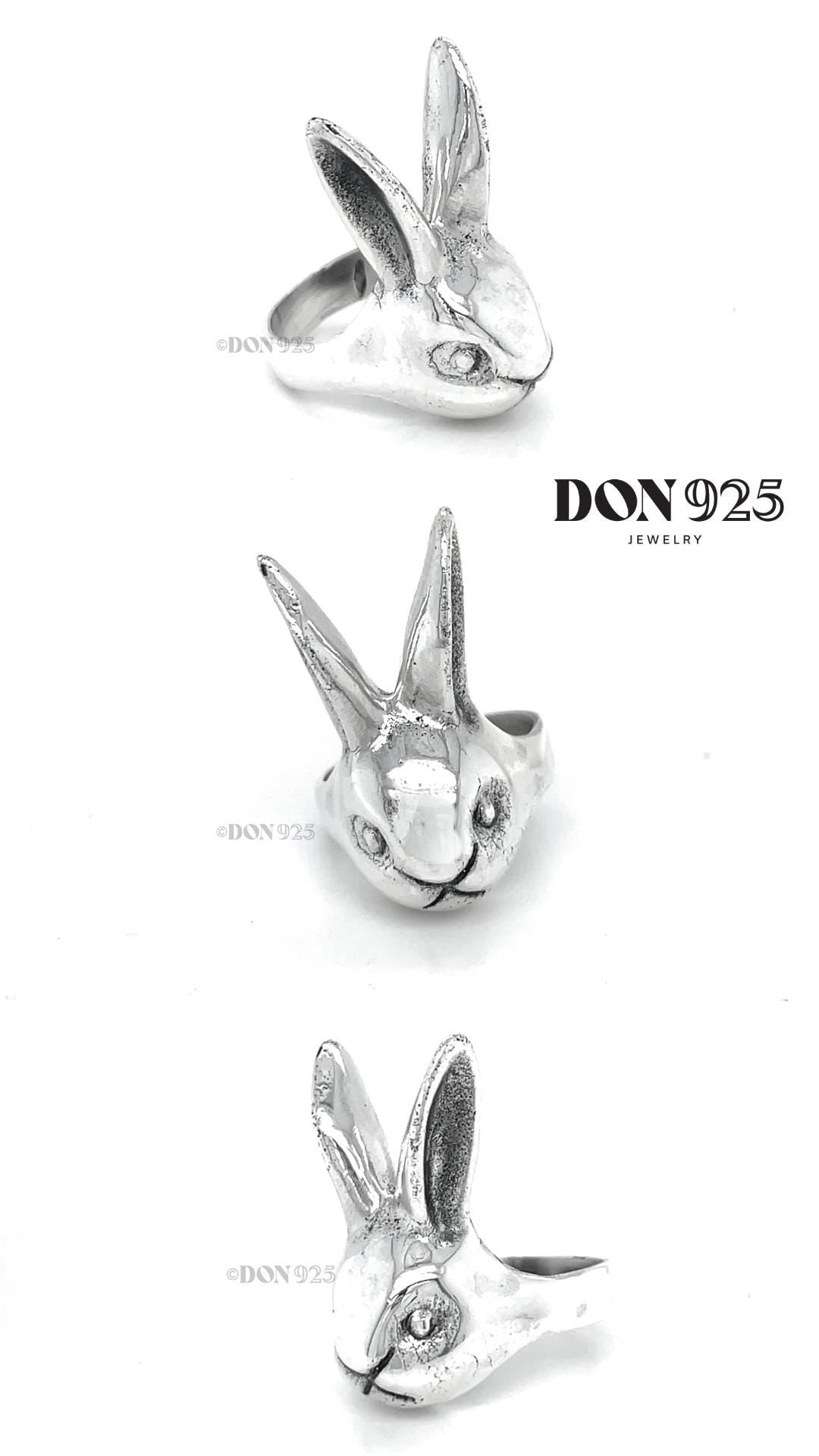 Sterling Silver Rabbit Ring: Heavy Solid Bunny Statement Jewelry