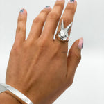 Sterling Silver Rabbit Ring: Heavy Solid Bunny Statement Jewelry