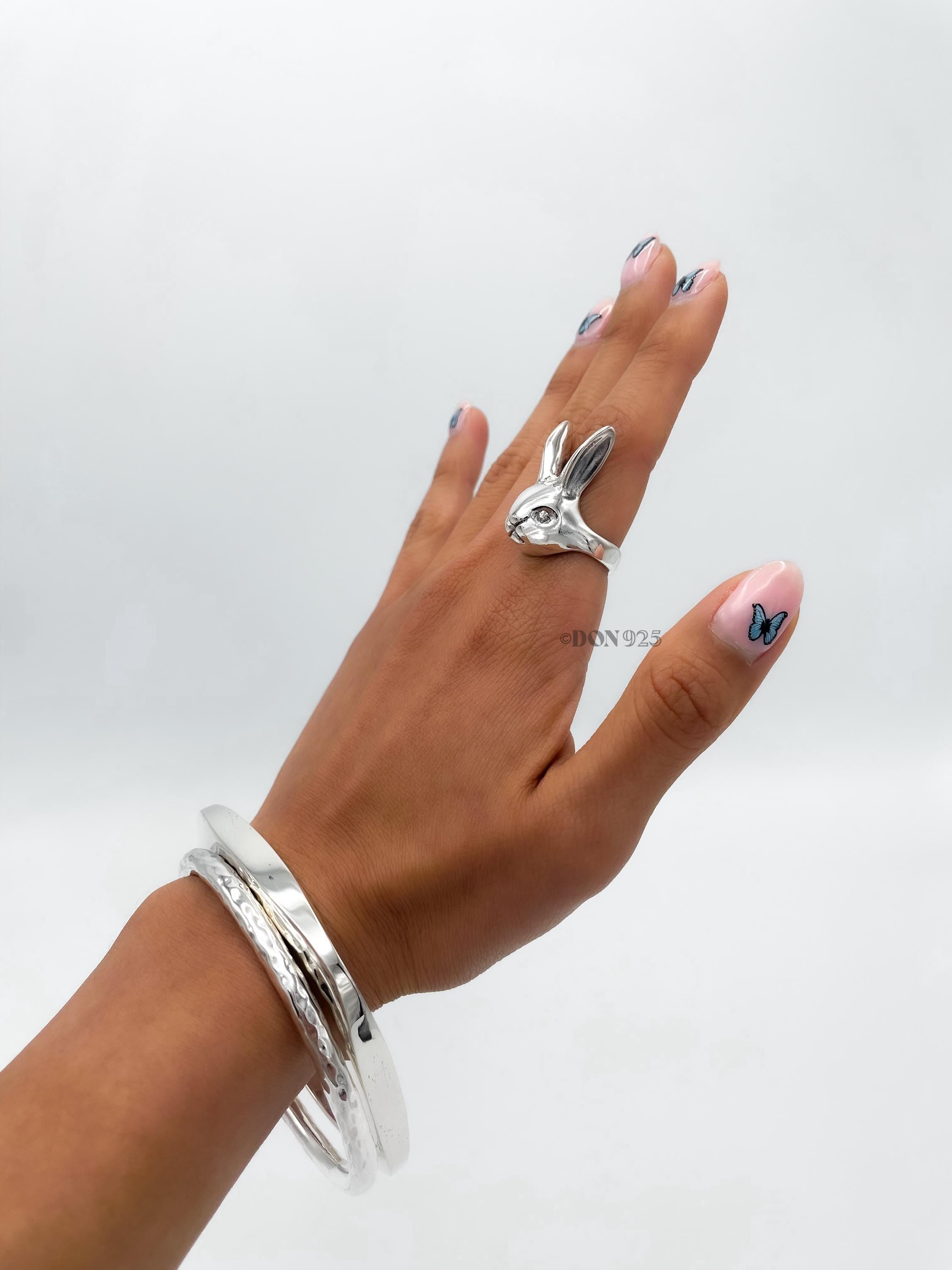 Sterling Silver Rabbit Ring: Heavy Solid Bunny Statement Jewelry