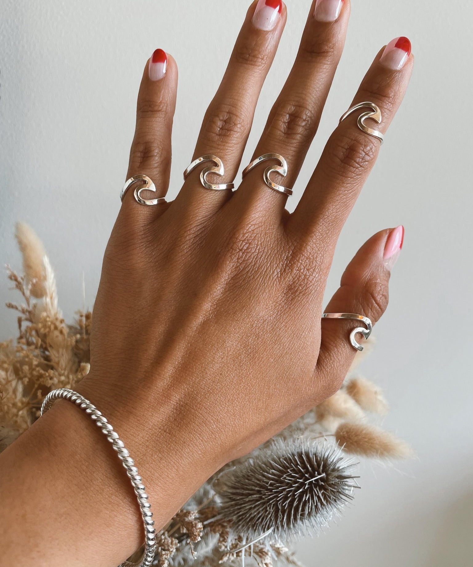 Sterling Silver Wave Ring: Midi Pinky, Dainty Beach Jewelry