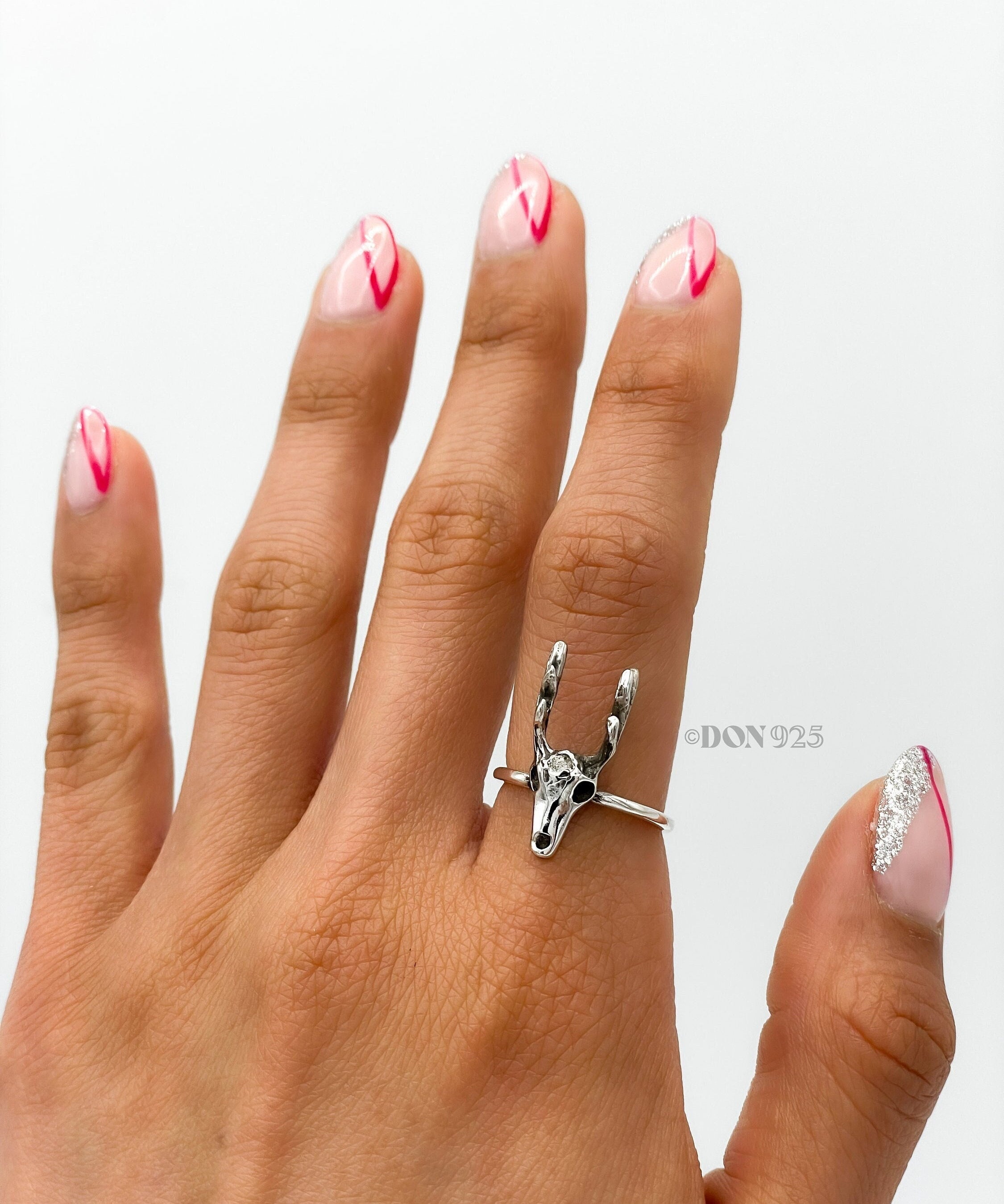 Sterling Silver Deer Skull Ring: Western Rustic Jewelry