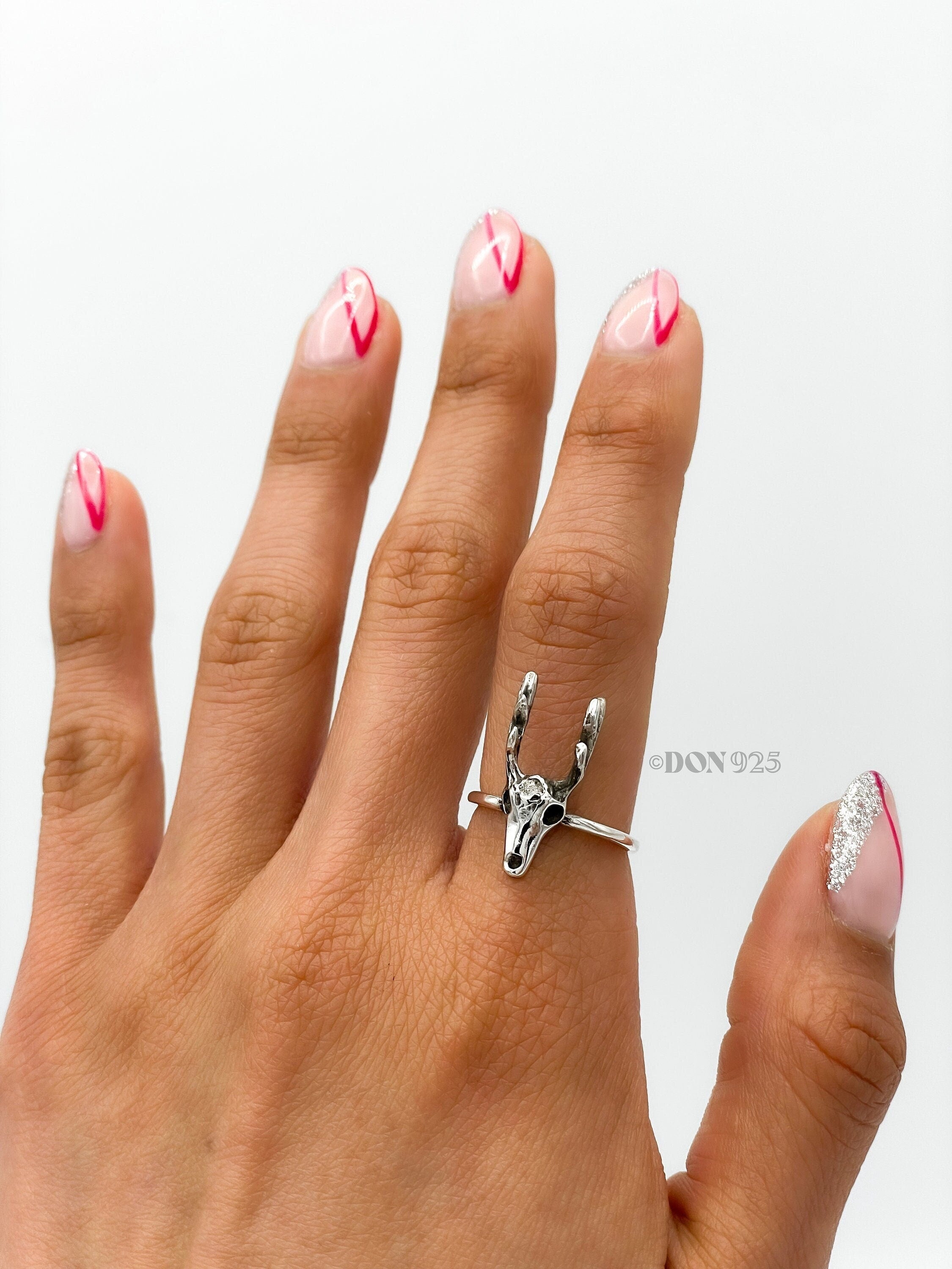 Sterling Silver Deer Skull Ring: Western Rustic Jewelry
