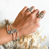 Sterling Silver Spiral Ring: Abstract Swirl Wire Wrapped Ring
