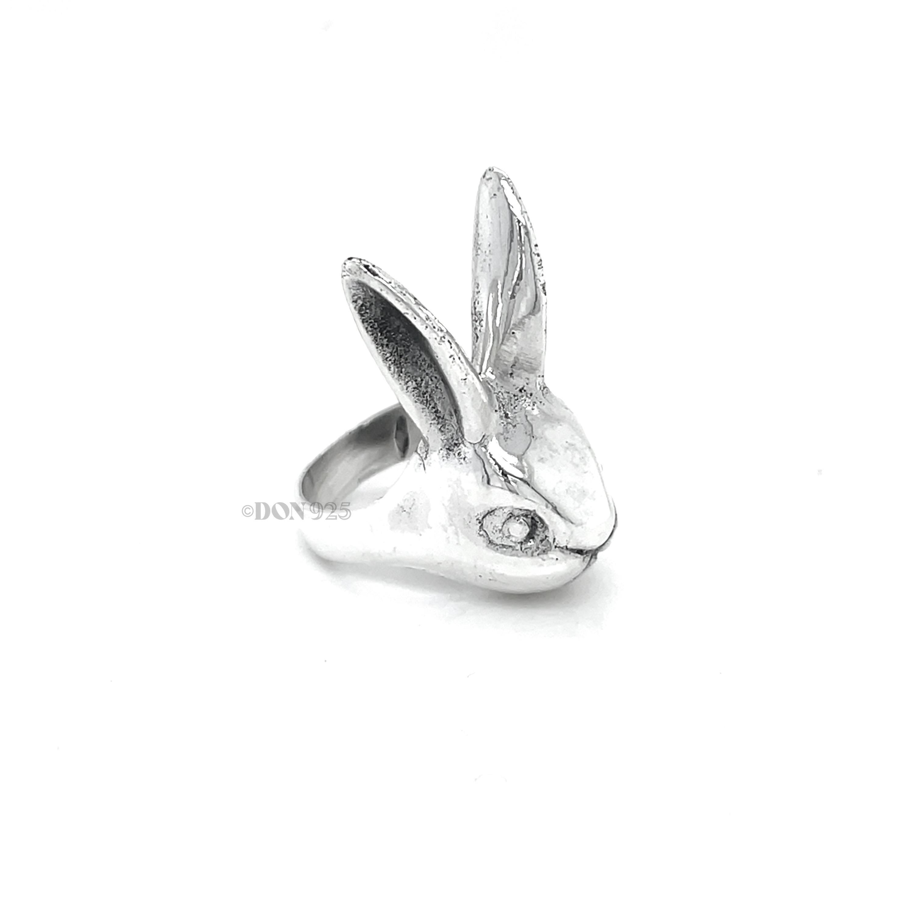 Sterling Silver Rabbit Ring: Heavy Solid Bunny Statement Jewelry