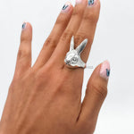 Sterling Silver Rabbit Ring: Heavy Solid Bunny Statement Jewelry